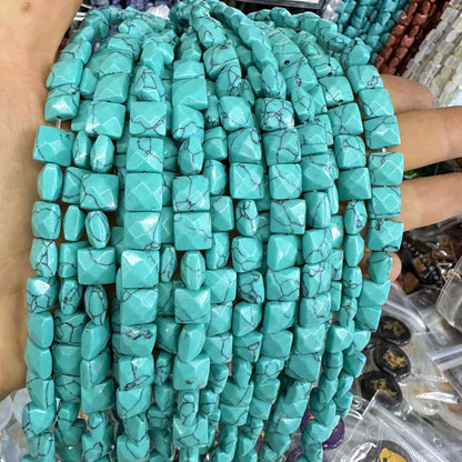 8*8MM 25pcs/string natural stone cut square loose beads