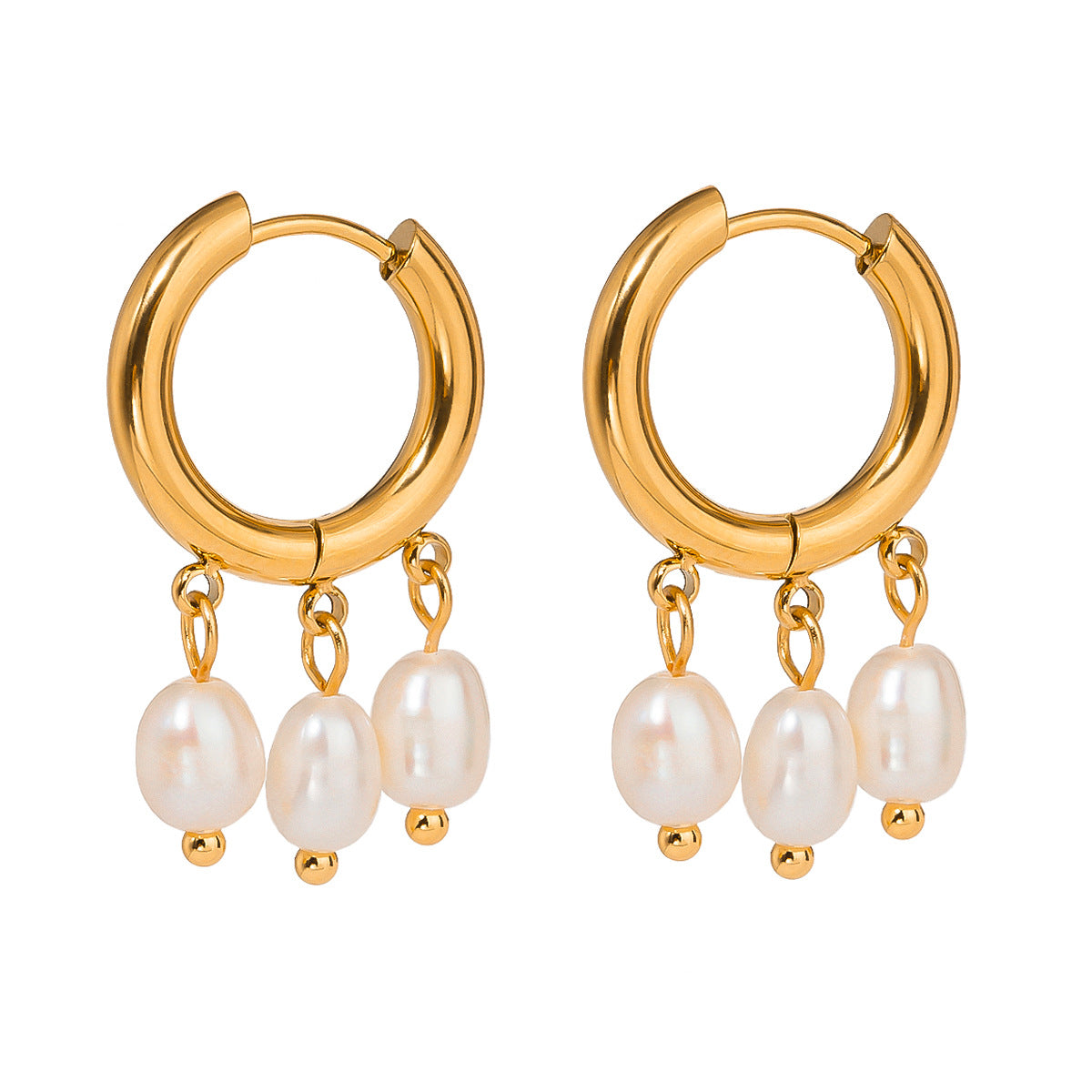 Stainless steel pearl earrings
