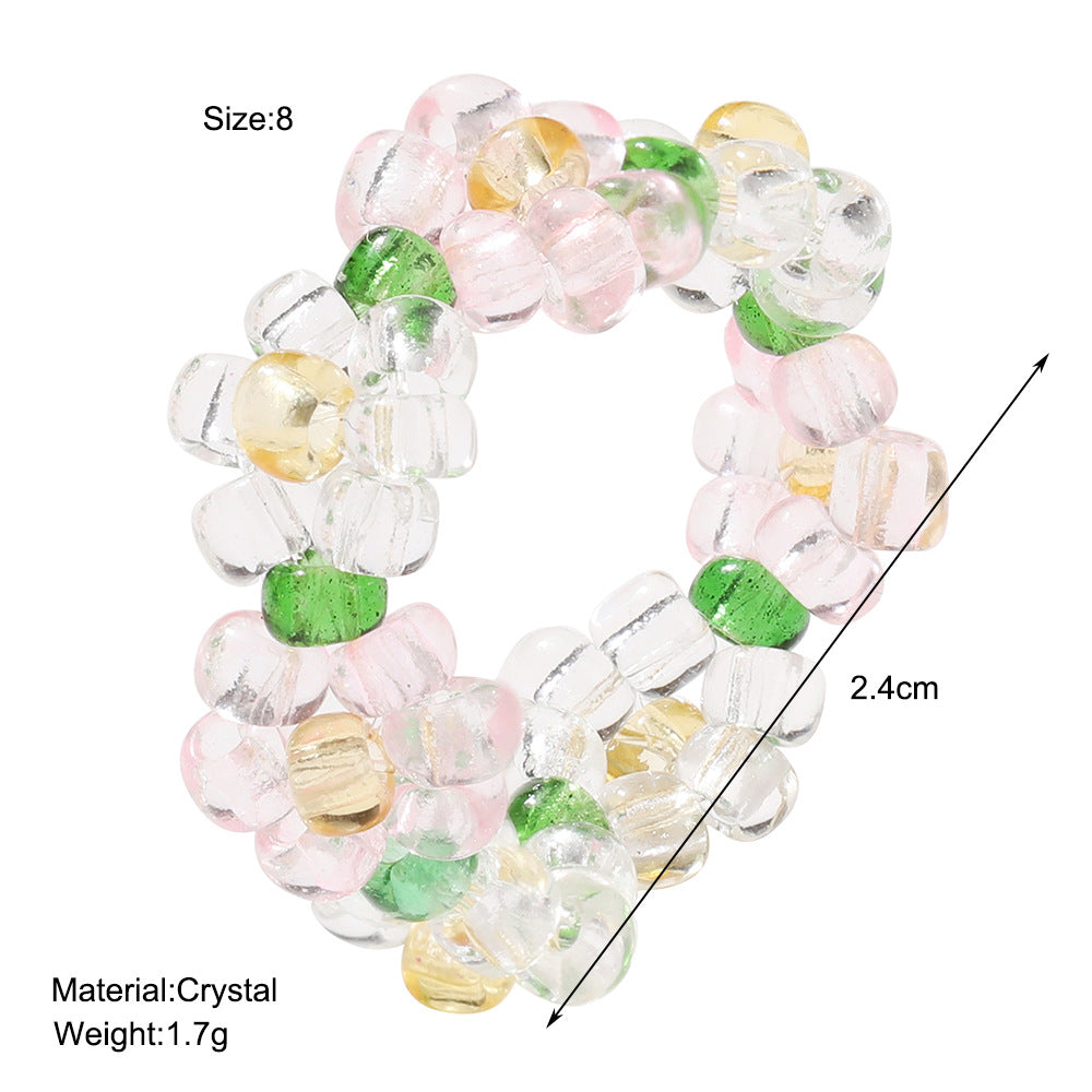 Stretch crystal bead ring