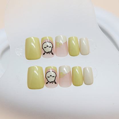 Spring Cute Dog Mustard Green Wearable Nail Stickers