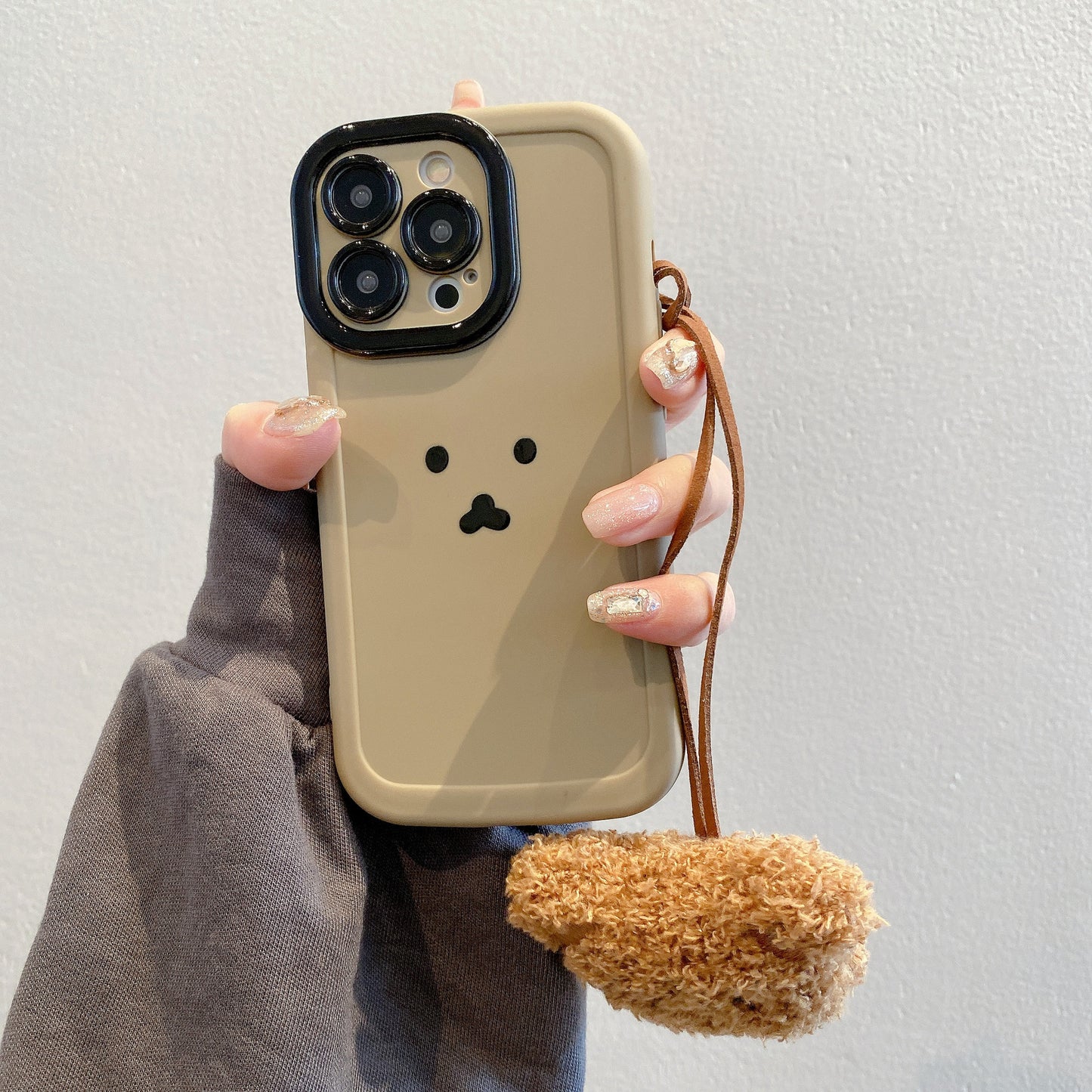 Funda tipo puff para iPhone 15 Pro 12 con diseño de oso adorable y a prueba de golpes 