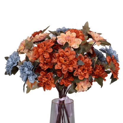 Simulation flower 3 heads dahlia silk flower fake flower peony flower