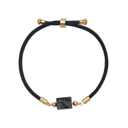 Pulseira ajustável turmalina preta quadrada 