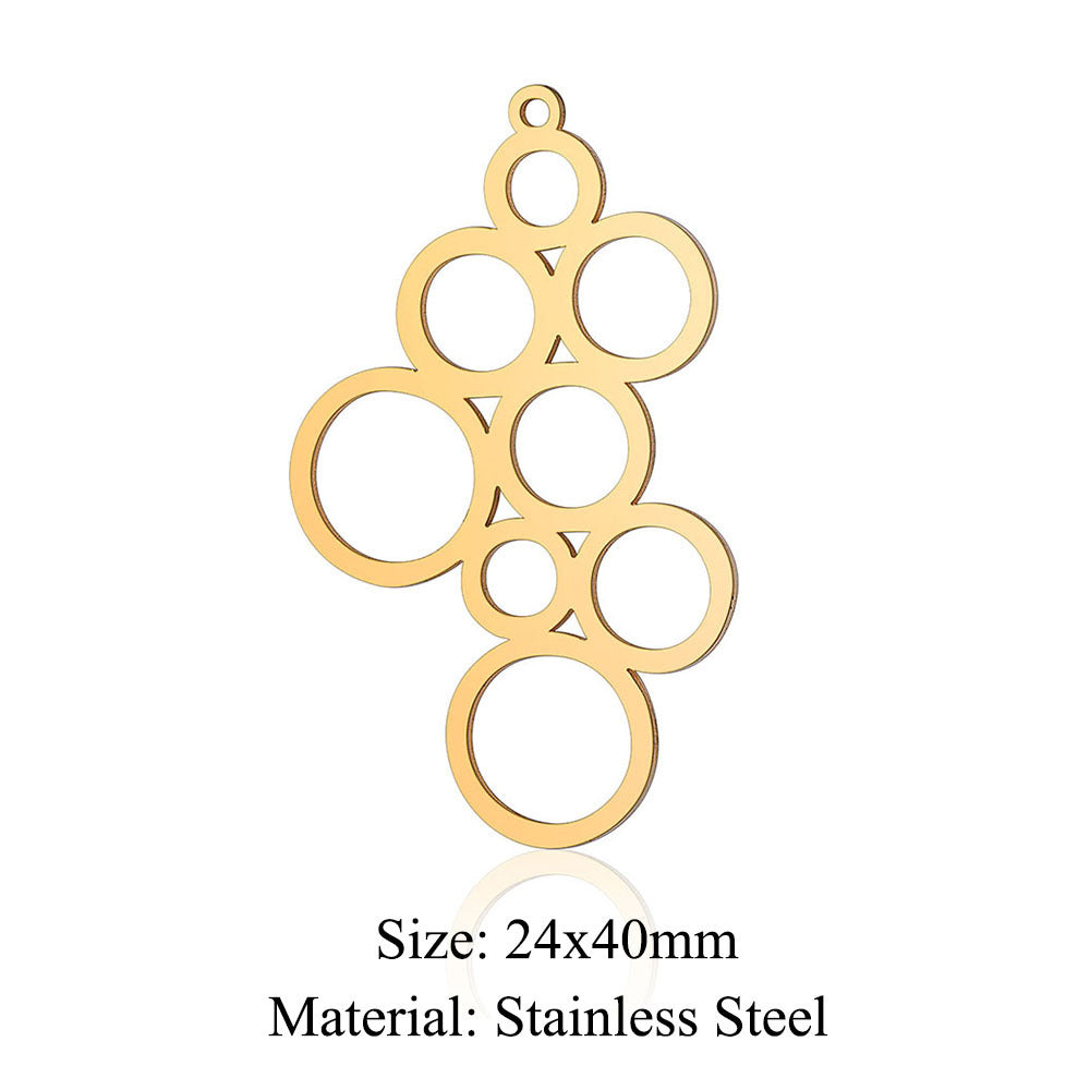 5 pcs/titanium steel hollow geometric shape large pendant heart shape square