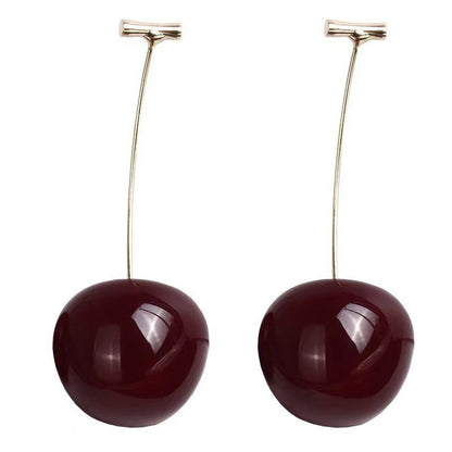Pendientes de moda con forma de cereza roja