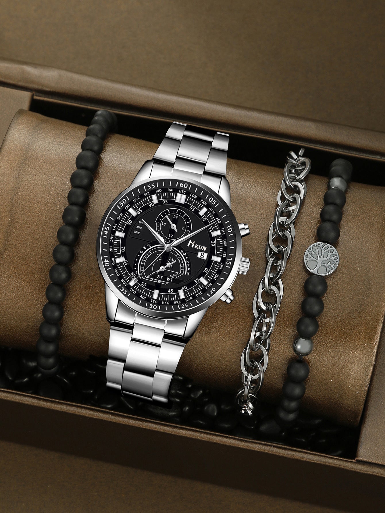 Alloy Watch Crown Beaded Turquoise Set