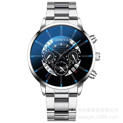 Geneva Three-Eye Mens Watch Steel Band Business