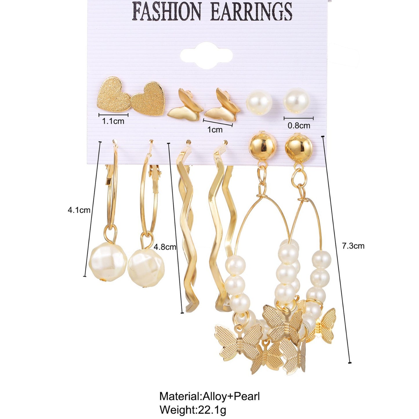 6-Pair Pearl & Butterfly Earring Set