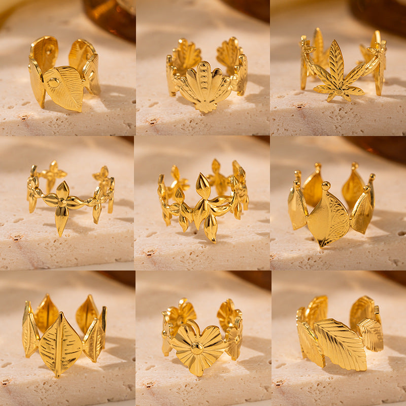 Titanium Steel Leaf Ring