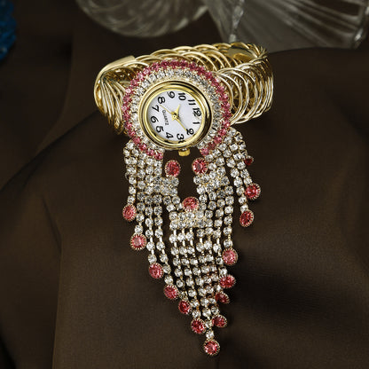 Diamond-encrusted digital women's bracelet watch love ring set