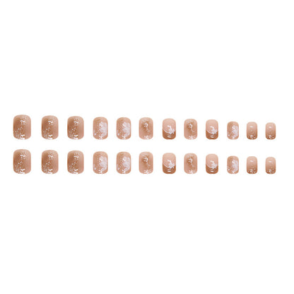 Autumn Winter Flower Ombre Short French Nail Stickers