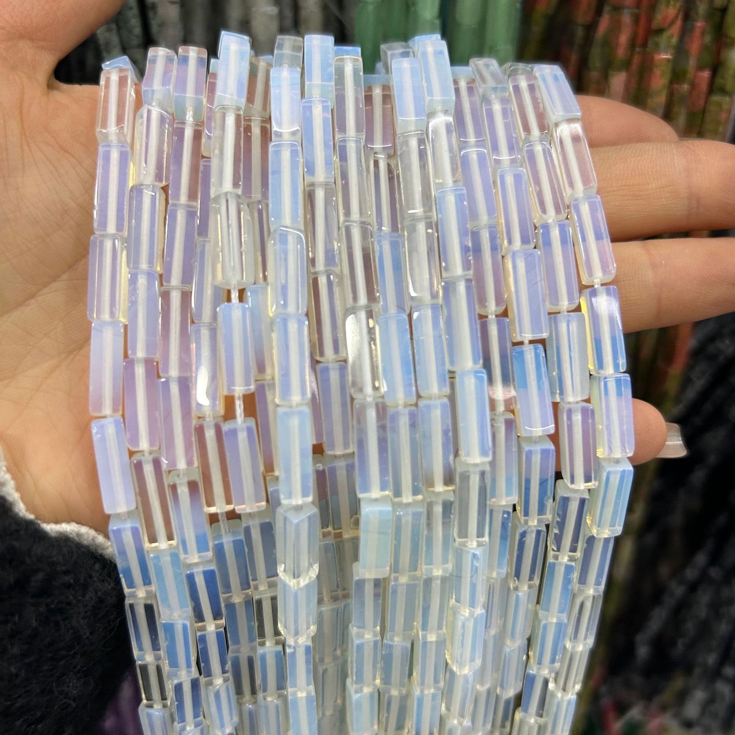 4*13mm long crystal agate cube special shaped beads