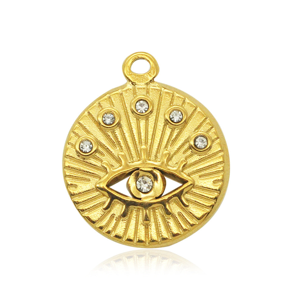 3 pcs/pack stainless steel geometric round sun eye pendant