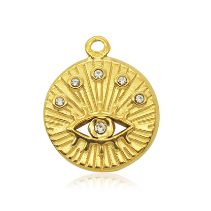 3 pcs/pack stainless steel geometric round sun eye pendant
