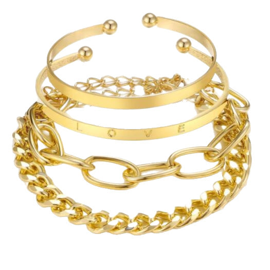 Bohemian Geometric Chain Bracelet Set