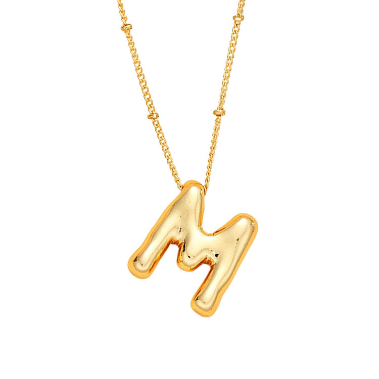 Chubby Letter Pendant Necklace