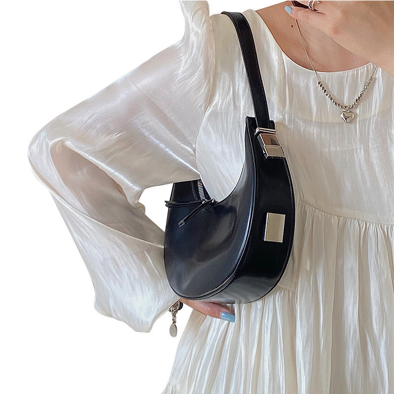 Crescent solid color handbag shoulder bag