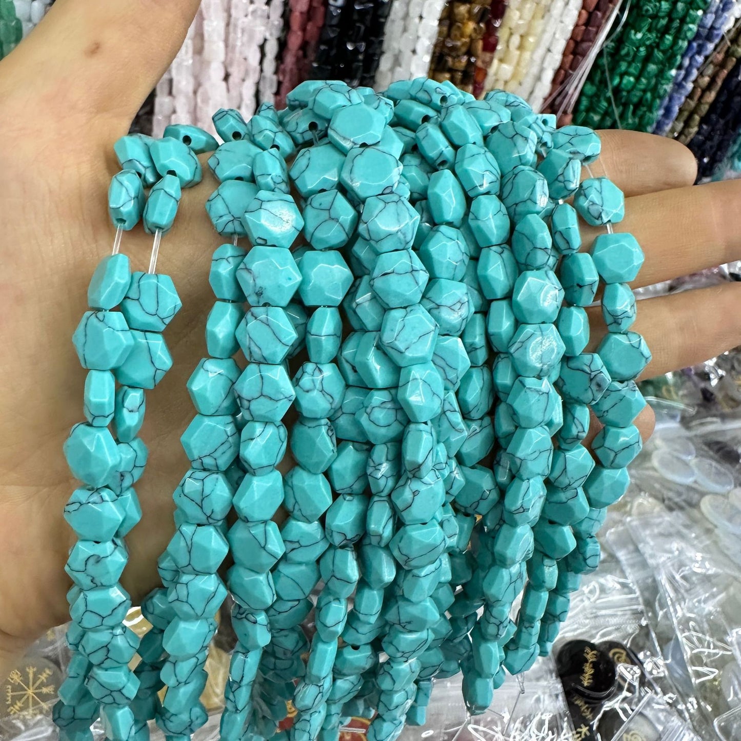 8*8MM 25pcs/string natural crystal hexagon