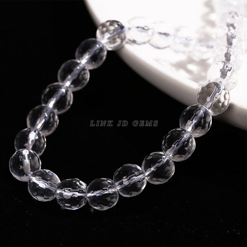 High quality faceted synthetic white crystal round beads loose beads