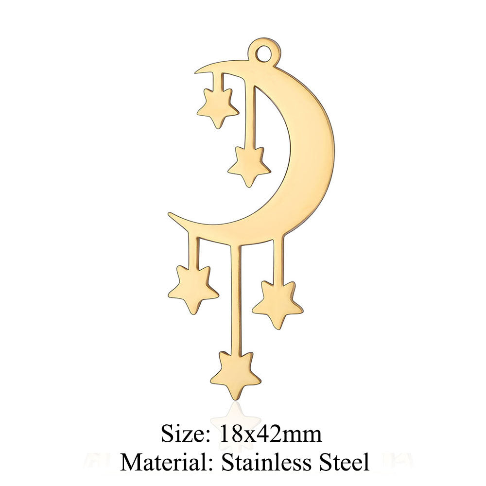 5 pcs/pack star moon titanium steel pendant planet DIY