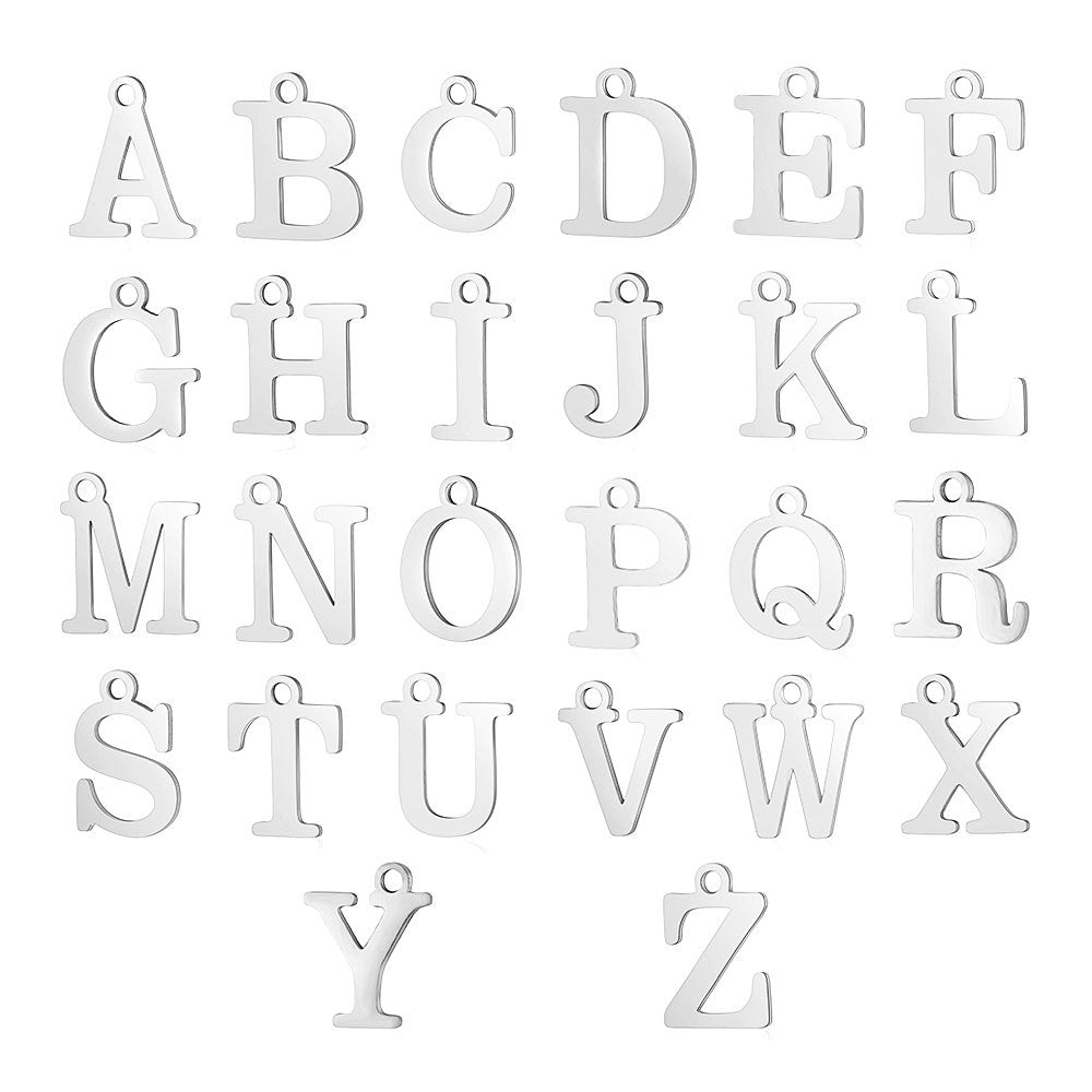 5 pcs/bag letter titanium steel pendant