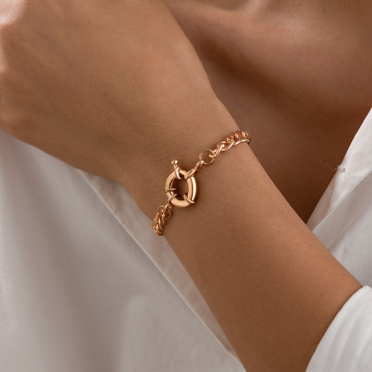 Geometric Metal Copper Ring Bracelet