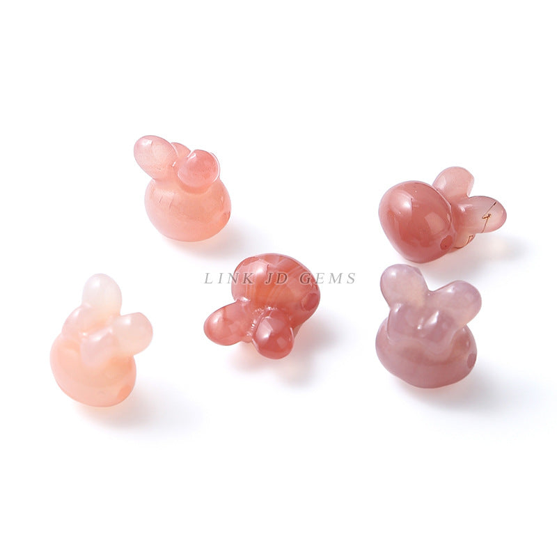 Crimson Salt Source Agate Rabbit Head Pendant