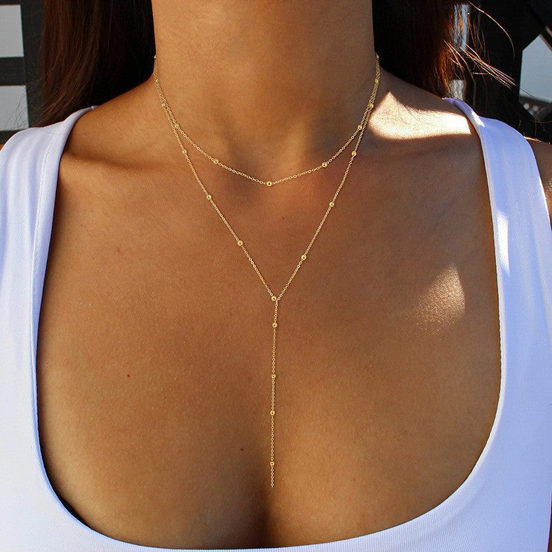 Geometric Fringe Double Layer Necklace