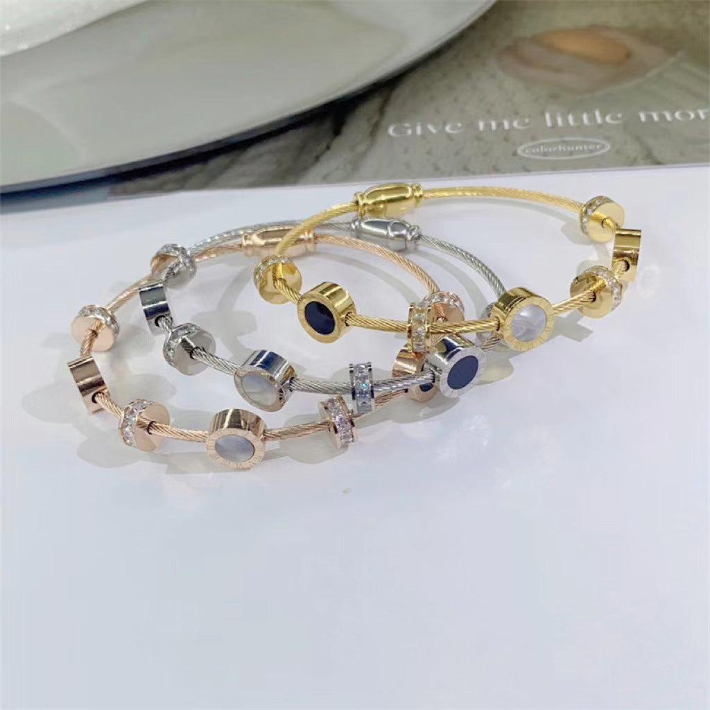 18K Titanium Steel Bracelet, Elegant Chic Magnetic Clasp