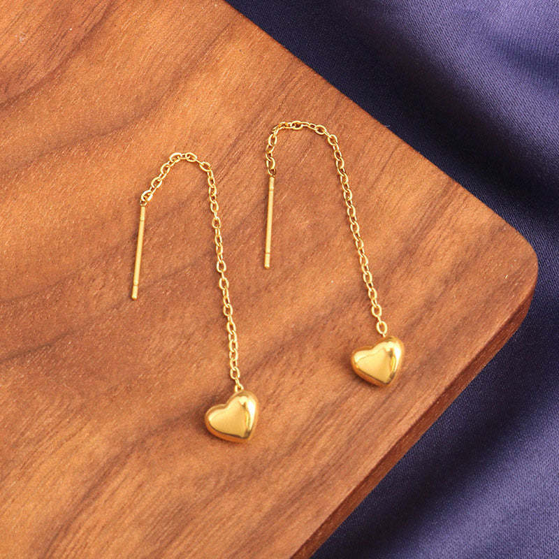 Peach Heart Titanium Steel Stud Earrings — Korean Simple Trendy