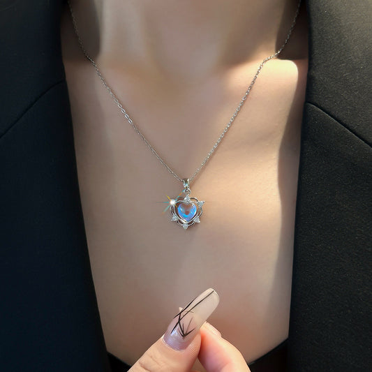 Blue zircon love necklace