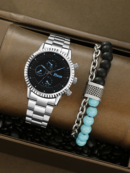 Trendy Men's Watch Bracelet Set
