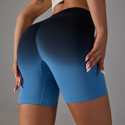 High-Stretch Gradient Shaping Peach Butt-Lifting High-Waist Fitness Shorts