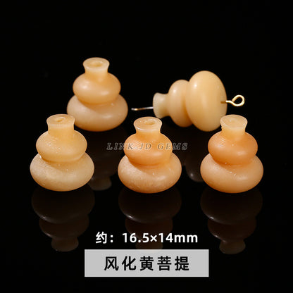 Cuentas sueltas con forma de garra de gato Bodhi de jade blanco y orificio pasante 