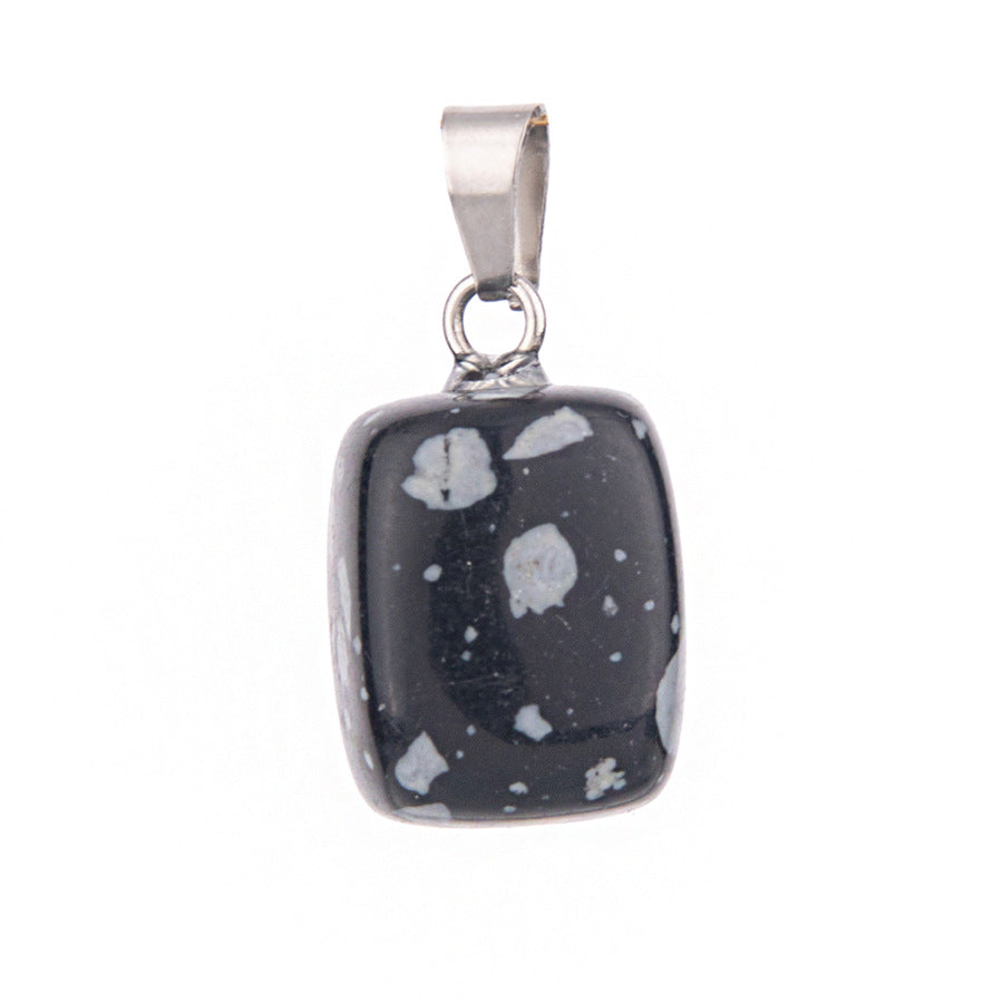 Crystal amorphous semi-precious stone cube pendant