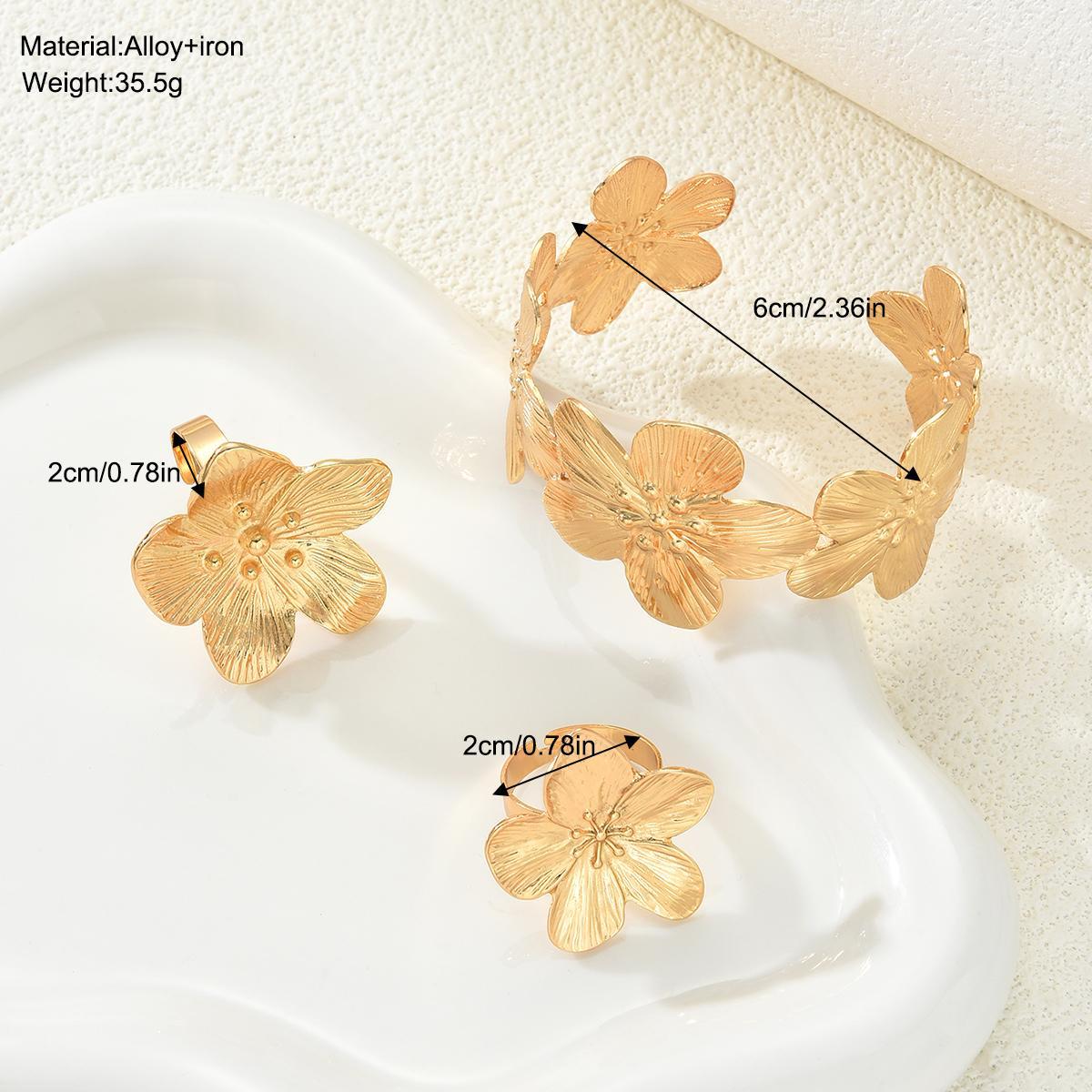 3Pcs Flower Ring Bracelet Set