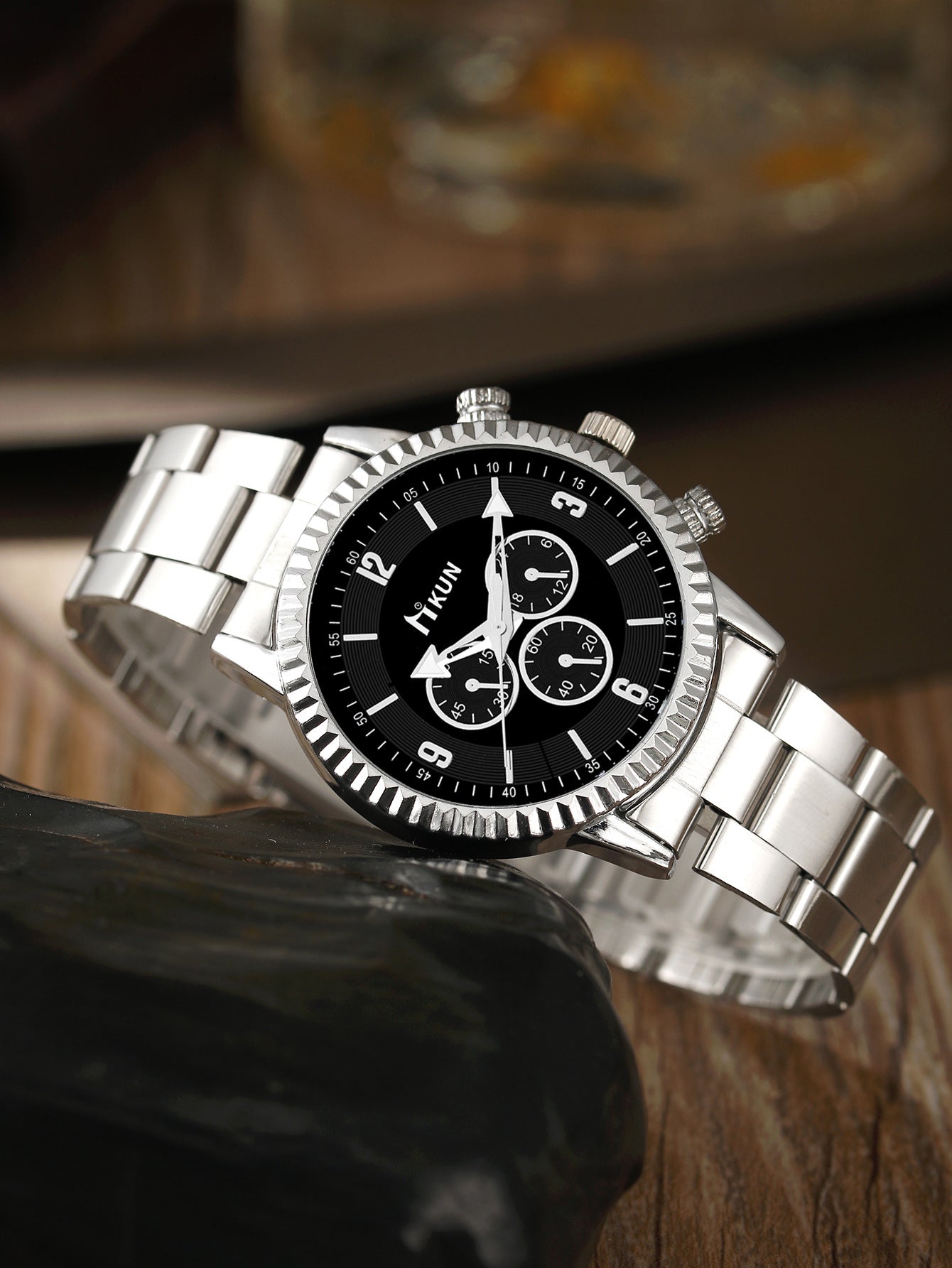 Personalized steel belt watch beaded bracelet set