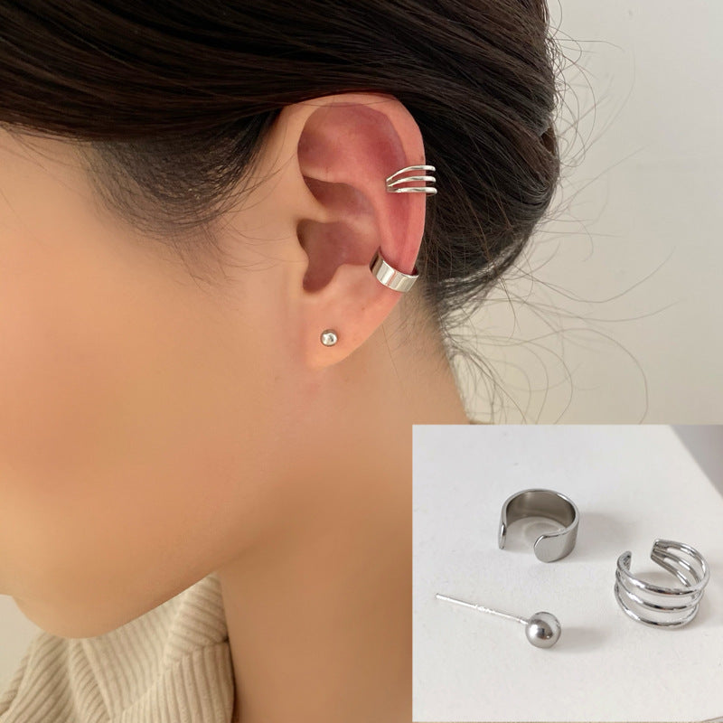 Stylish and simple multi-ring ear clips without ear piercings