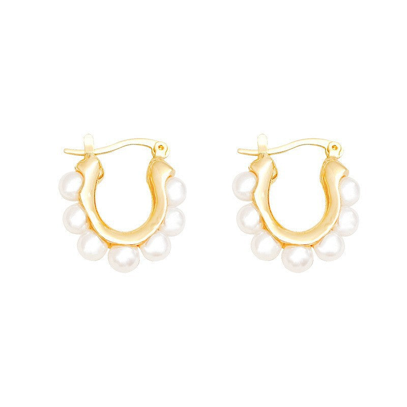 Pendientes vintage franceses con hebilla en forma de U 