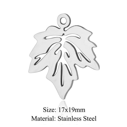 Colgante de acero de titanio con forma de flor y hoja, 5 unidades por bolsa 