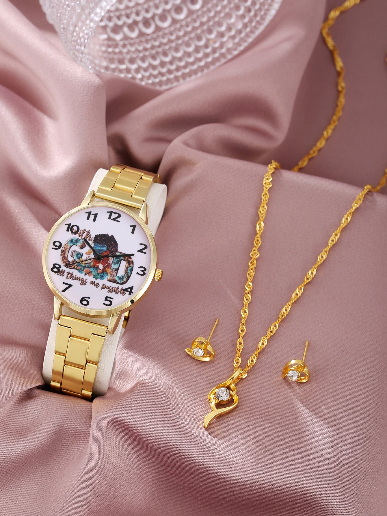 Necklace Steel Strap Quartz Watch Rose Bracelet