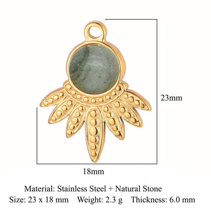 Sun ruby turquoise stainless steel pendant