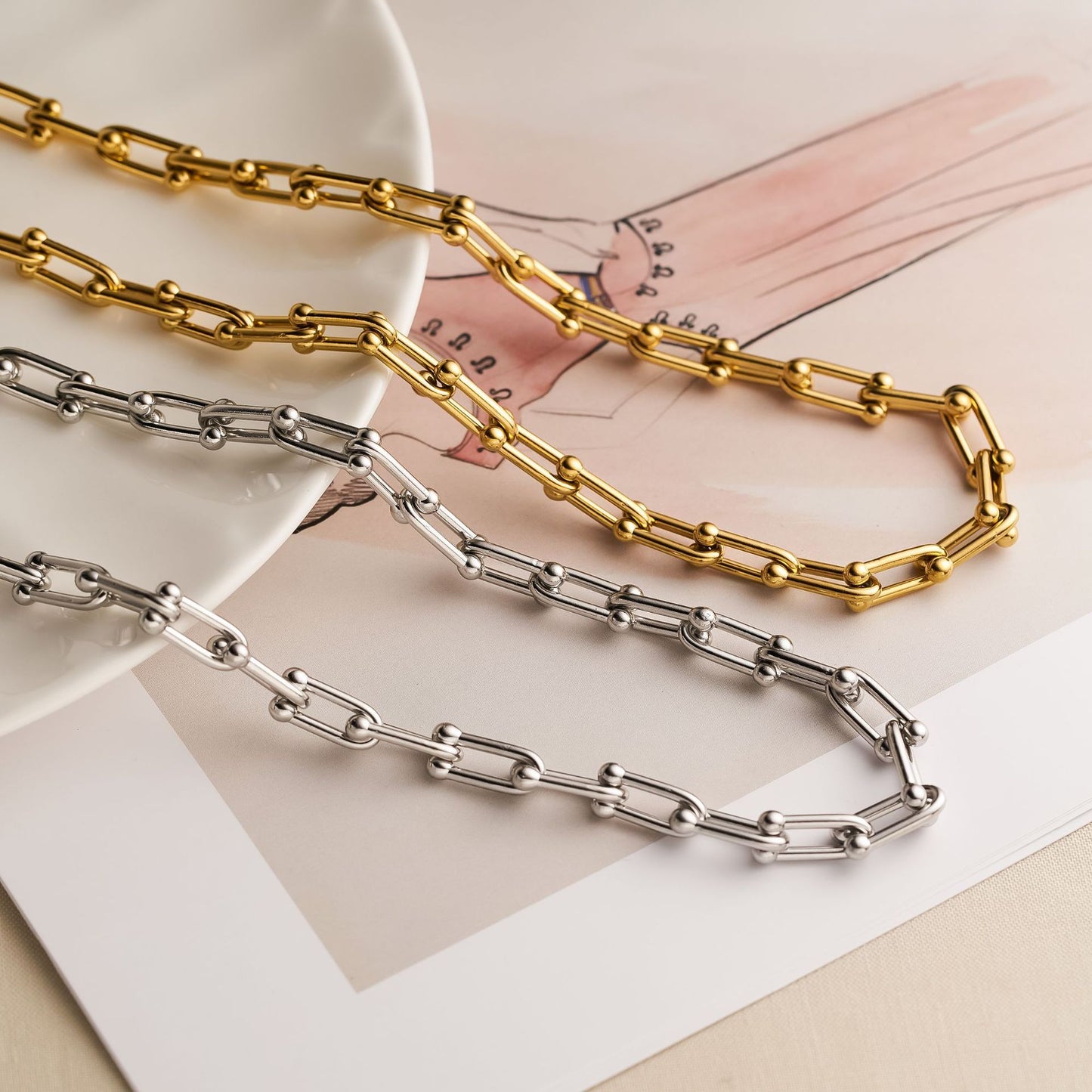 U-Shaped Titanium Steel Jewelry Set