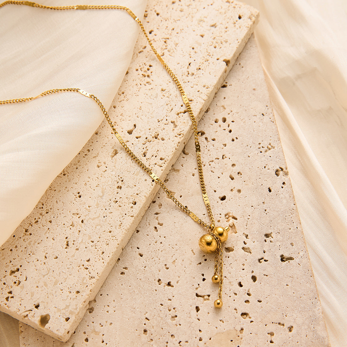 Titanium Steel Gourd Tassel Necklace