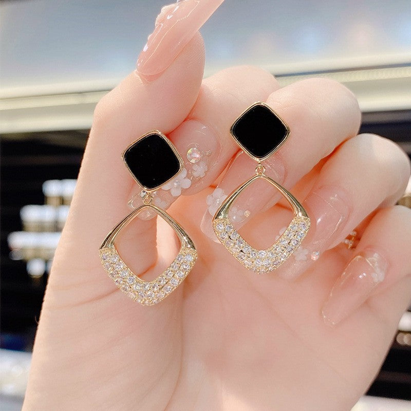 Geometric diamond earrings