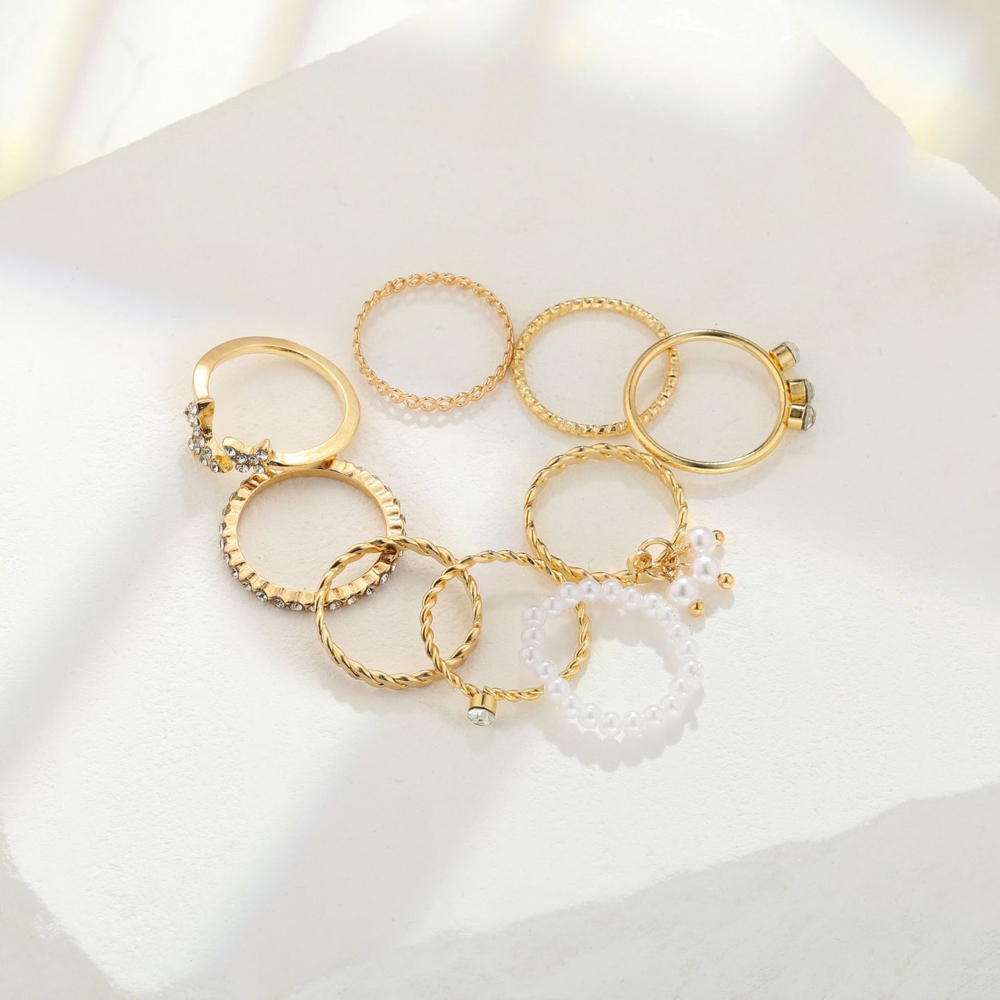Butterfly Pearl Multi-Joint Ring Set