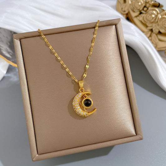 Collar de proyección de luna "Te amo" para mujer 