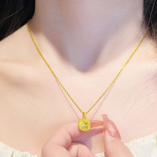 Women's Yellow Crystal Sugar Cube Collarbone Necklace
