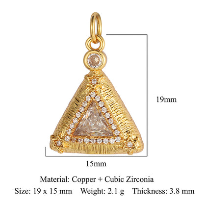 Colgante de cobre y circonita con forma de llave y corazón de melocotón 