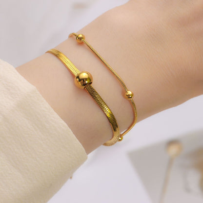 Double-layer gold bead bead necklace